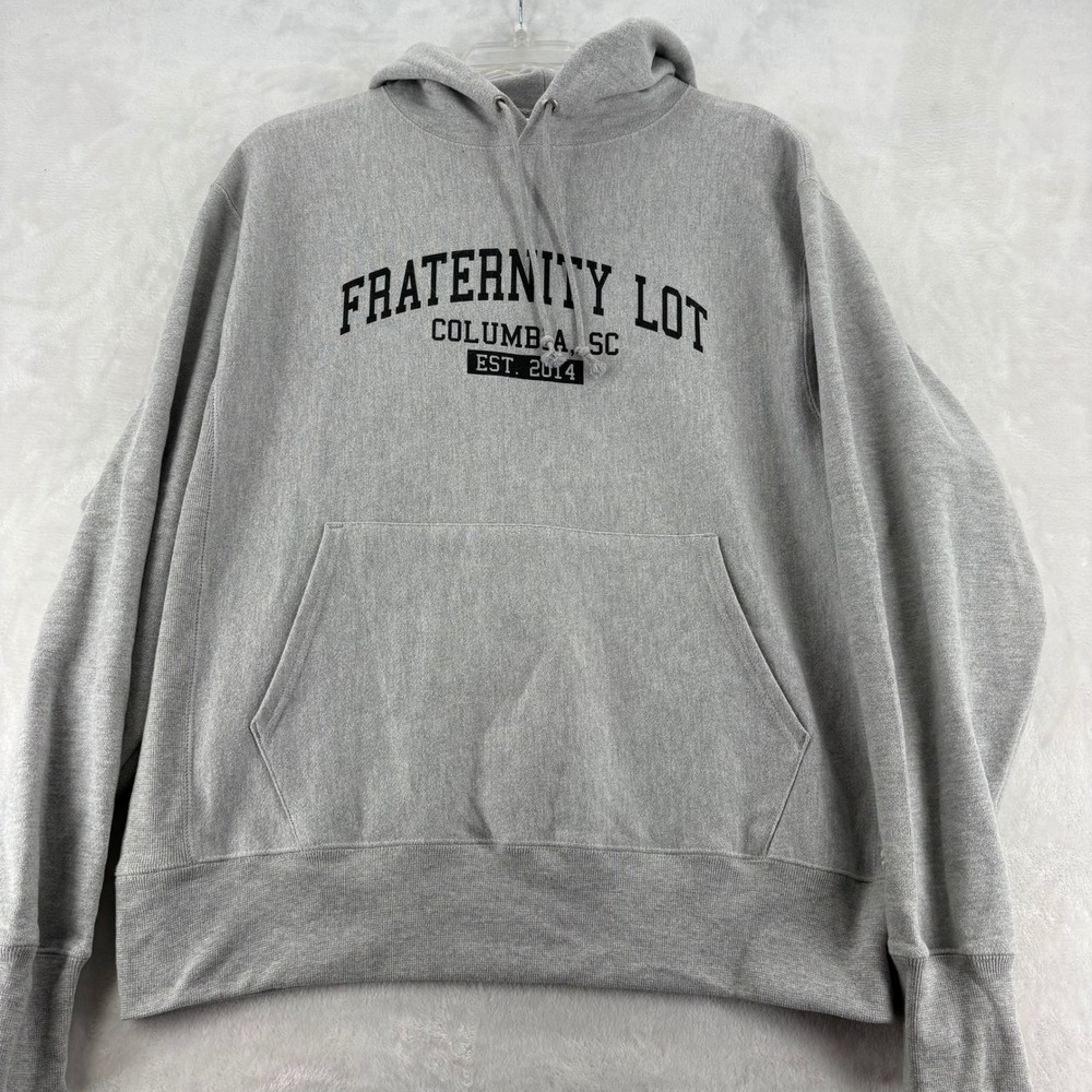 Champion Reverse Weave Hoodie Mens L Fraternity Lot Columbia SC Gray Pullover